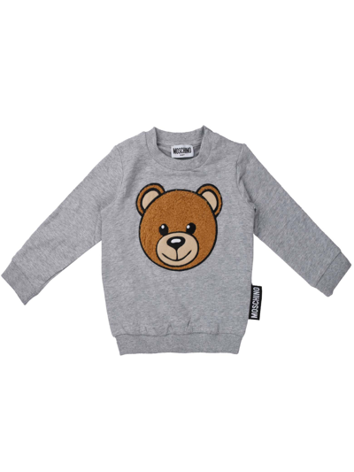 Moschino Kids' Gray Crew Neck Sweatshirt With Bear In Grey