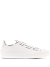 Moncler White Canvas Glissiere Sneakers In Weiss