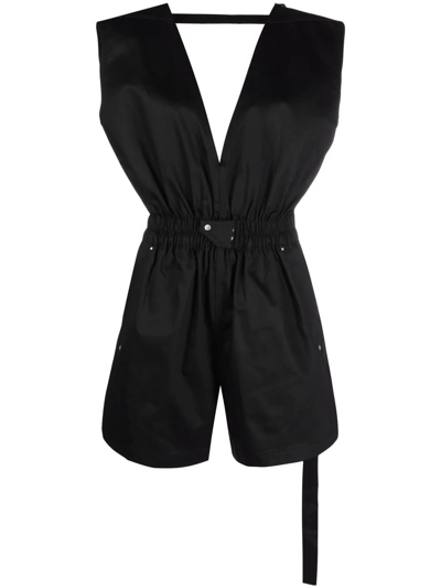 Rick Owens Drkshdw V-neck Cotton Playsuit In Black