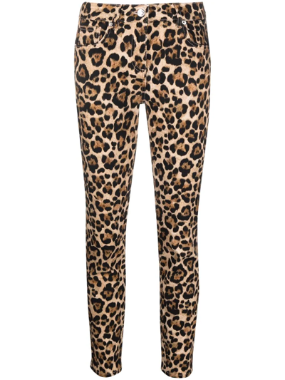 Blumarine Leopard Print Skinny Jeans In Beige