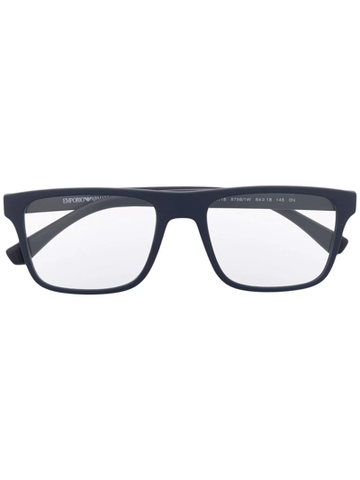 Emporio Armani Changeable-lense Rectangular Sunglasses In Blau