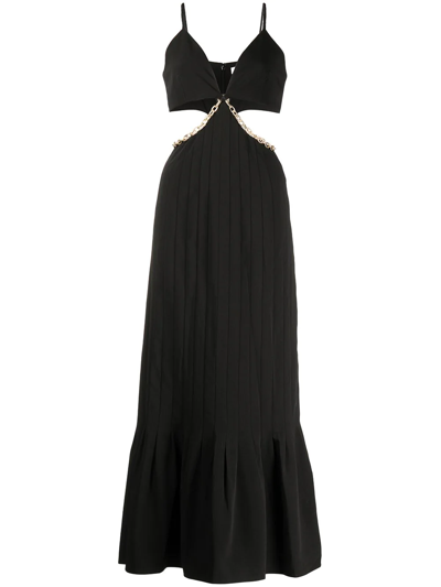 Jonathan Simkhai Ayla Chain-embellished Cutout Recycled Crepe Midi Dress In Black