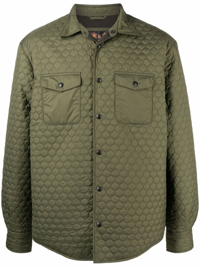 Emporio Armani Quilted Shirt Jacket In Grün