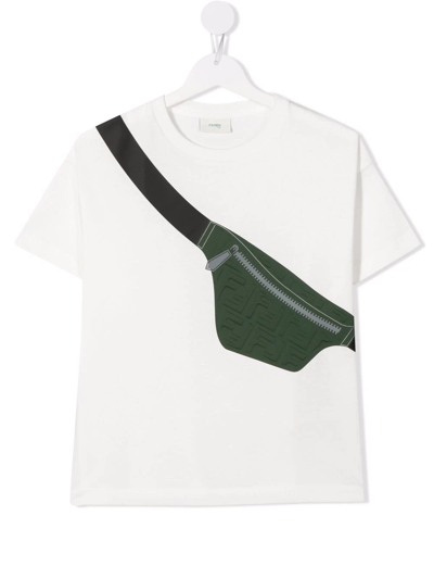 Fendi Belt Bag Print T-shirt In 白色
