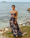 Patbo Stargazer Cutout Floral-print Chiffon And Stretch-jersey Maxi Dress In Navy