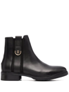 TOMMY HILFIGER LOGO-PLAQUE LEATHER ANKLE BOOTS