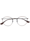 Ray Ban Matte-effect Round-frame Glasses In Braun