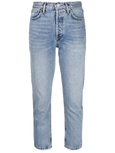 Agolde Riley High-rise Cropped Jeans In Blue