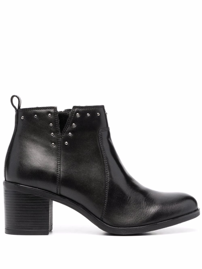 Geox Studded Leather 70mm Ankle Boots In Schwarz