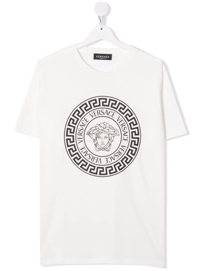 Versace Teen Crew-neck T-shirt In White