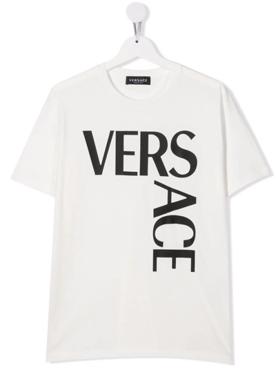 Versace Teen Logo-print T-shirt In White