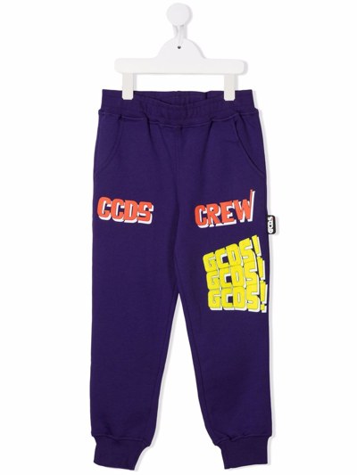 Gcds Kids' Logo-print Track Trousers In Purple