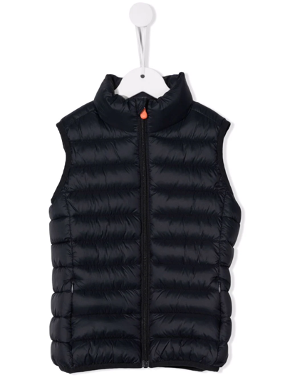 Save The Duck Kids' Logo-patch Feather Down Gilet In Blue