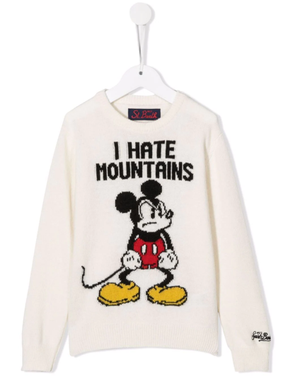 Mc2 Saint Barth Kids' Mickey Mouse Embroidered Jumper In White