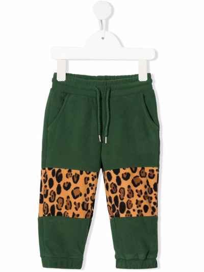 Mini Rodini Babies' Leopard-print Track Trousers In Green