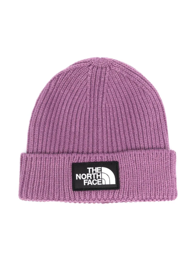 The North Face Kids' Logo Patch Beanie Hat In Purple