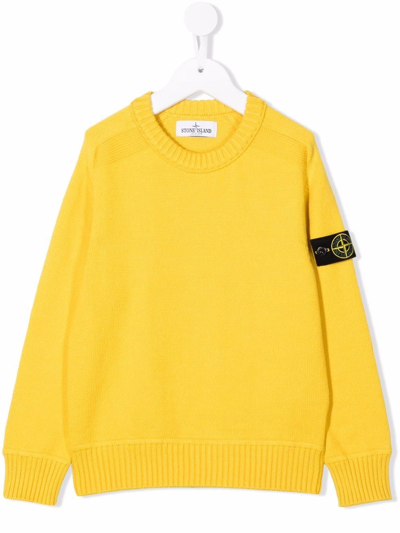 Stone Island Junior Kids' Long-sleeve Knitted Sweatshirt In Yellow