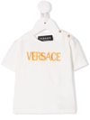 VERSACE EMBROIDERED LOGO STRETCH-COTTON T-SHIRT