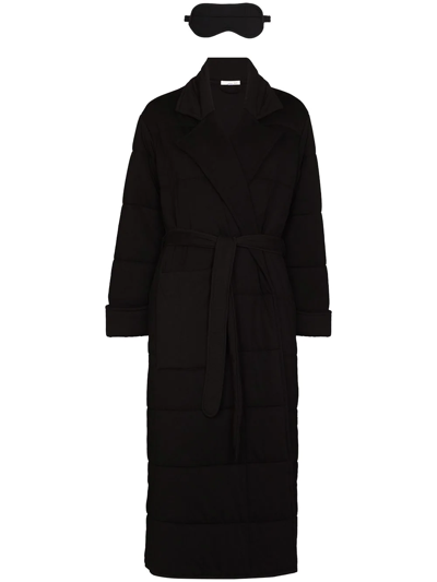 Skin Sonya Quilted Dressing Gown And Eye Mask Set In Black