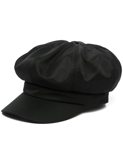 Prada Logo-plaque Breton Cap In Black