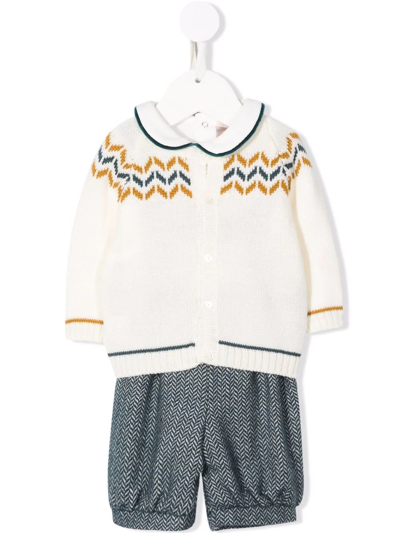 La Stupenderia Three-piece Knitted Babywear Set In Green