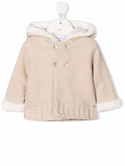 Tartine Et Chocolat Babies' Knitted Hooded Cardigan In Neutrals