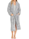 Barefoot Dreams Cozychic Heathered Unisex Robe In Graphite,white