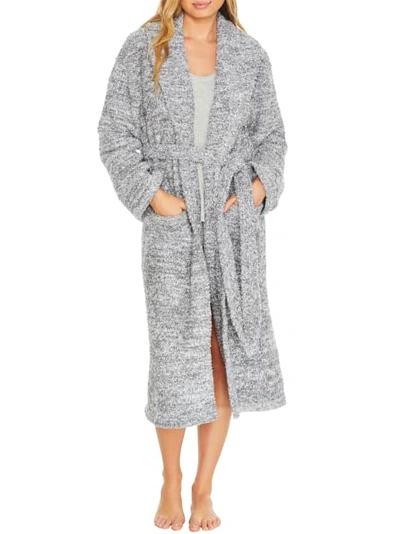 Barefoot Dreams Cozychic Heathered Unisex Robe In Graphite,white