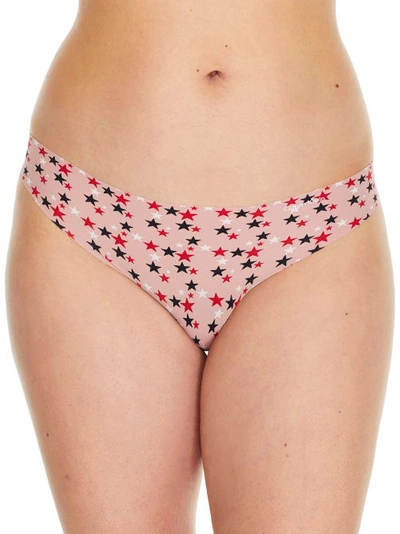 Calvin Klein Printed Invisibles Thong In Fresh Pink