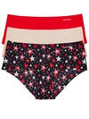 Calvin Klein Women's Invisibles 3-pack Hipster Underwear Qd3559 In Tomato,beech,stars