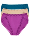 Natori Bliss French Cut Bikinis, Set Of 3 In Mulberry,tropic,cafe
