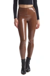 Commando Classic Patent Faux-leather Firming Leggings In Cinnamon