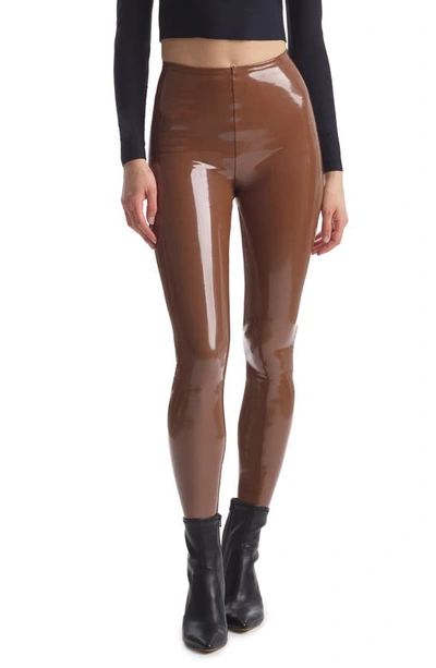 Commando Classic Patent Faux-leather Firming Leggings In Brown