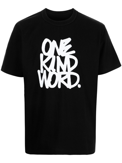 Sacai Slogan-print T-shirt In Schwarz