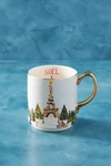 Anthropologie Christmas Time In The City Mug In White