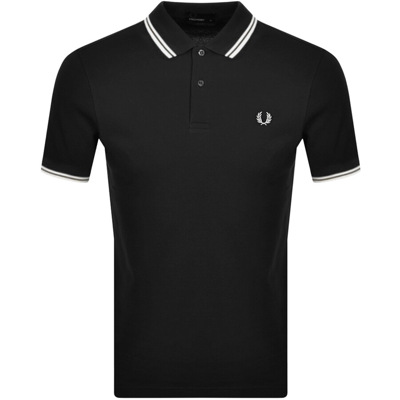 FRED PERRY FRED PERRY TWIN TIPPED POLO T SHIRT BLACK