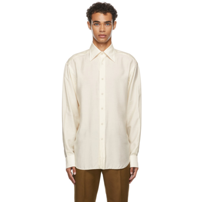 Tom Ford Silk-blend Long-sleeved Shirt In Wht Sld