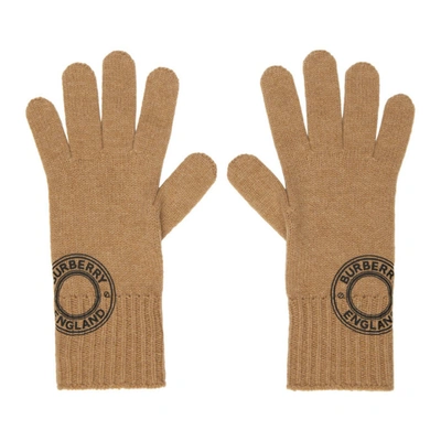 Burberry Roundel Logo Cashmere Blend Knit Gloves In Neutrals