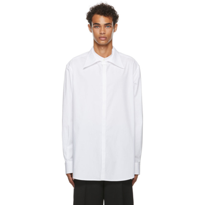 Valentino Spread-collar Cotton-poplin Shirt In Bianco