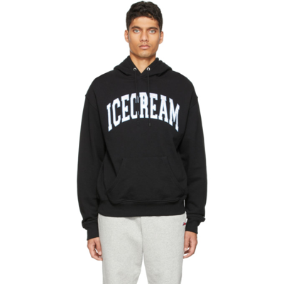 Icecream College Brand-print Cotton-jersey Hoody In Black