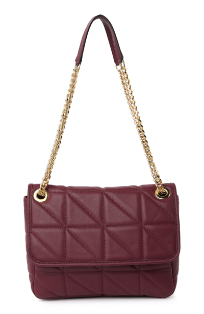 Maison Heritage Quilted Leather Crossbody Shoulder Bag In Burgundy