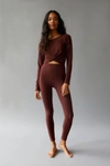 Beyond Yoga Caught In The Midi Space-dye High-waisted Legging In Light Brown