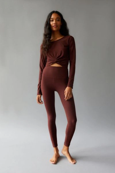 Beyond Yoga Caught In The Midi Space-dye High-waisted Legging In Light Brown