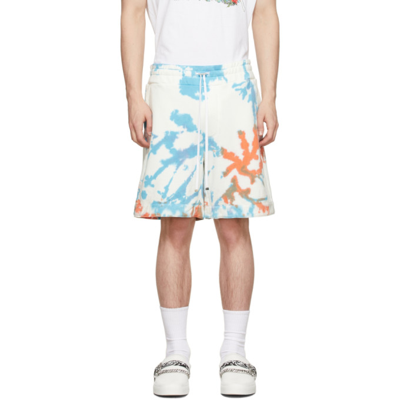 Amiri Core Tie-dye Cotton-jersey Track Shorts In White,light Blue,orange