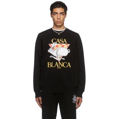 Casablanca Logo Print Cotton Jersey Sweatshirt In Black