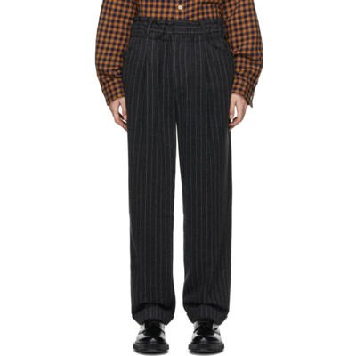 Bed J.w. Ford Grey Striped Over-waist Wide Trousers In Gray