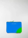 Comme Des Garçons Colour Block Zipper Purse In Blue