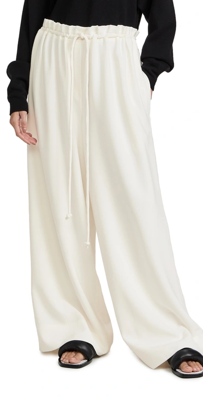 Proenza Schouler Gathered Matte Crepe Wide-leg Trousers In White