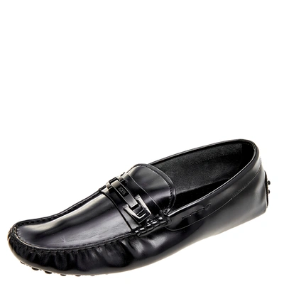 Pre-owned Tod's Tods Black Leather Buckle Loafers Size 41.5