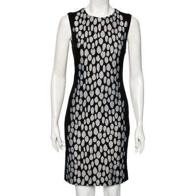 Pre-owned Diane Von Furstenberg Black Knit And Textured Inset Detailed Tilda Dress S